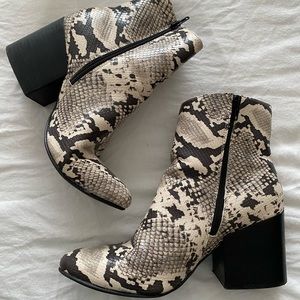 Snake print booties